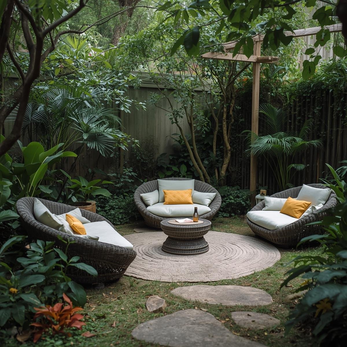Dedicated meditation area in garden